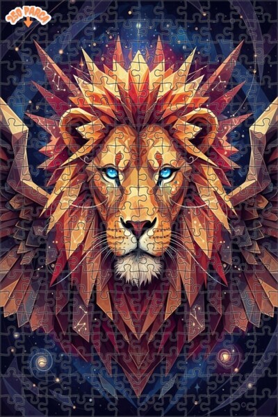 Esranın Dünyası Aslan Kral Geometrik Sanat Çift Katlı Çerçeveli Ahşap Puzzle ...