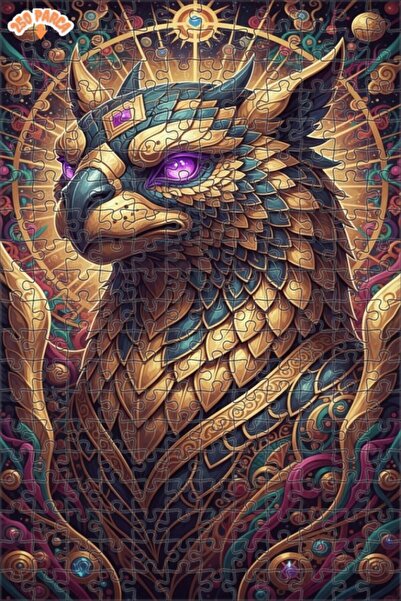 Esranın Dünyası Fabulous Emerald-Eyed Golden Winged Mythological Double-Layer...