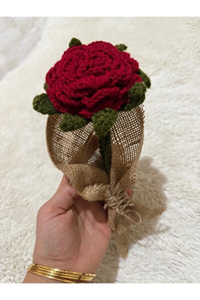 ÖZ El Örgüsü Tek Buket Gül Anneler Günü Hediyesi