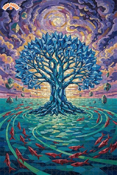 Esranın Dünyası Mystical Crystal Tree of Life Oil Painting Look Art Puzzle 10...