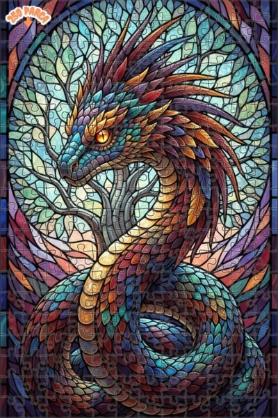 Esranın Dünyası Invisible Dragon Mosaic Art Double-Layer Framed Wooden Puzzle...