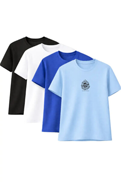 Sweetline 4-Pack Unisex Oversized California Printed T-Shirts – Black, White,...