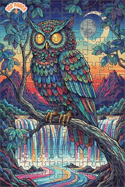 Esranın Dünyası لغز خشبي ملون على شكل بومة ملونة بتصميم زيتوني عصري، مزدوج ال...