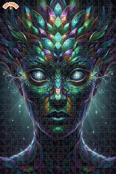 Esranın Dünyası Mysterious Cosmic Woman Oil Painting Look Double Layer Framed...