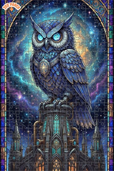 Esranın Dünyası Magical Sky Beauty Owl Art Double-Layer Framed Wooden Puzzle ...