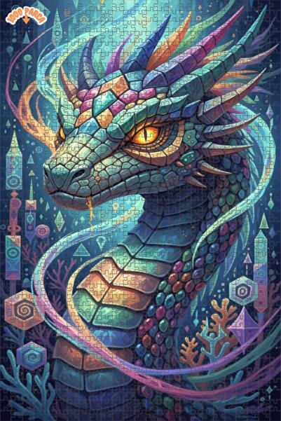 Esranın Dünyası Magical Dragon Art Double Layer Framed Wooden Puzzle 1000 Pie...