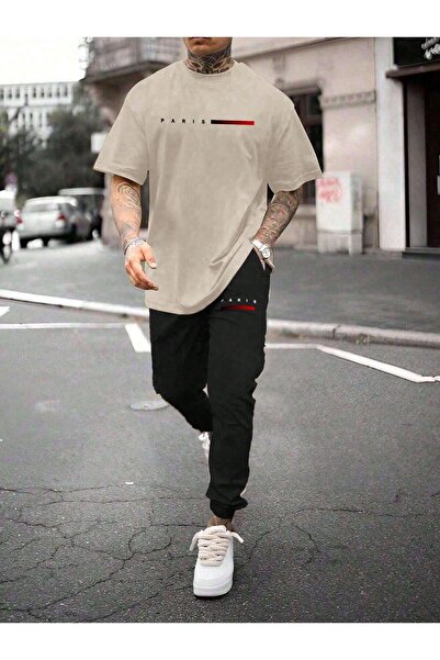 zeag Paris Red Line Printed Tracksuit T-Shirt Set