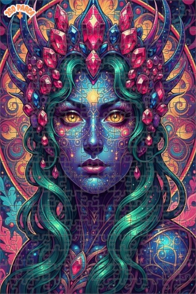 Esranın Dünyası Mysterious Cosmic Queen Oil Painting Look Double Layer Framed...