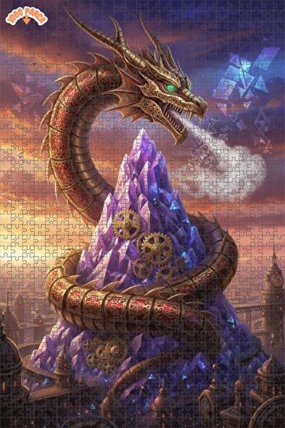 Esranın Dünyası Majestic Mechanical Dragon Art Double Layer Framed Wooden Puz...