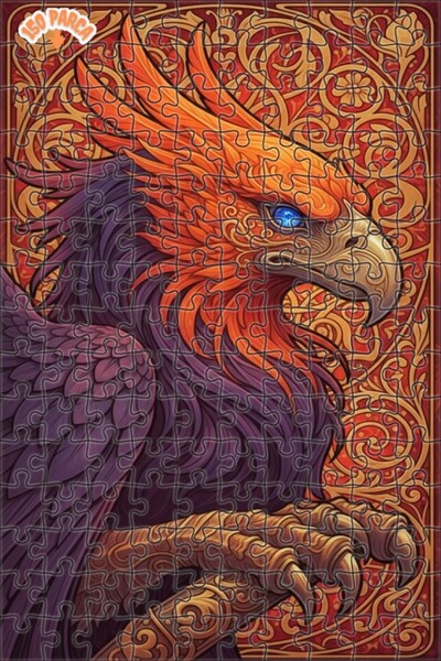 Esranın Dünyası لغز خشبي مؤطر بطبقتين بمظهر لوحة زيتية لطائر الفينيق الغامض 1...