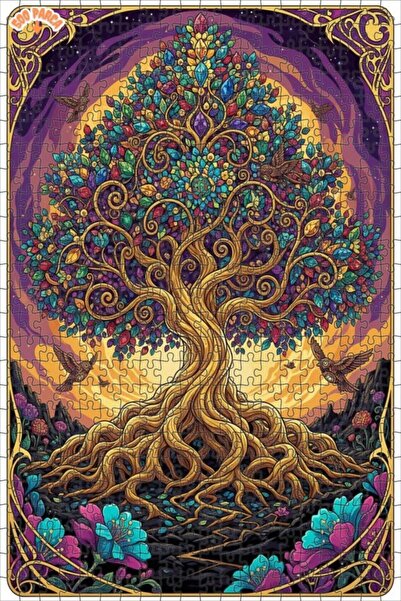 Esranın Dünyası لغز خشبي مؤطر بطبقتين من فن شجرة الحياة 500 قطعة 50x30