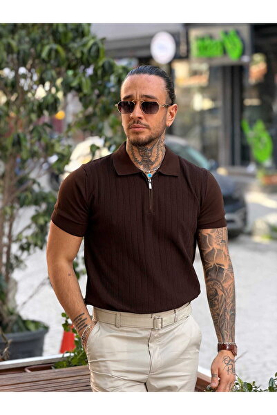 manch collection Guler tip polo cu fermoar cu model negru