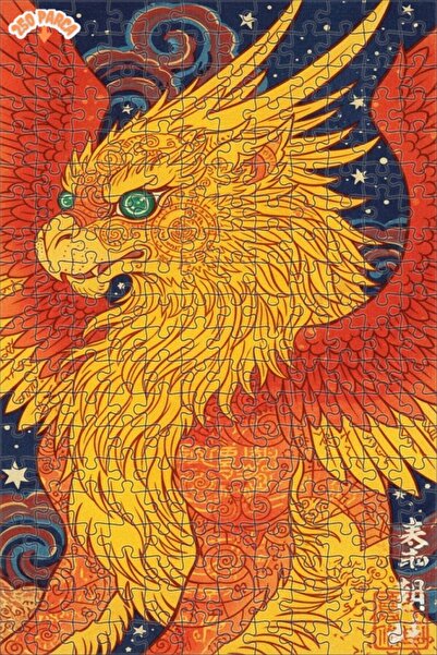 Esranın Dünyası Majestic Winged Mythical Creature Oil Painting-Looking Wooden...