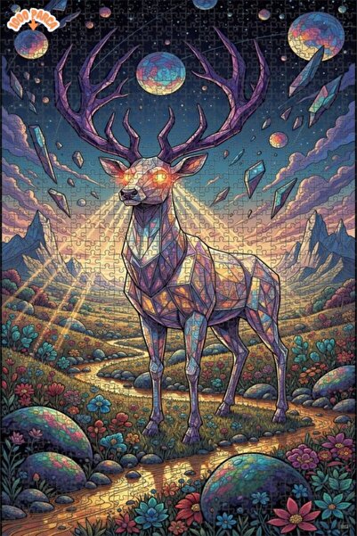 Esranın Dünyası Crystal Deer Cosmic Landscape Oil Painting Lookalike Art Puzz...