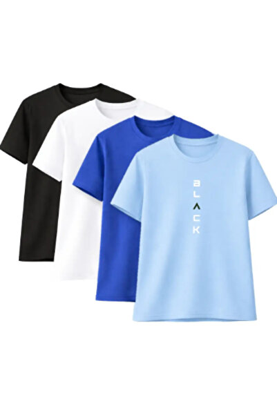 Sweetline Pack of 4 Unisex Oversized Black Printed T-Shirts – Black, White, C...