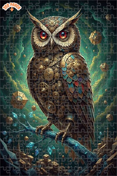 Esranın Dünyası Mechanical Owl Art Double Layer Framed Wooden Puzzle 250 Piec...