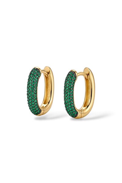 neslyaccessories Green stone oval hoop earrings