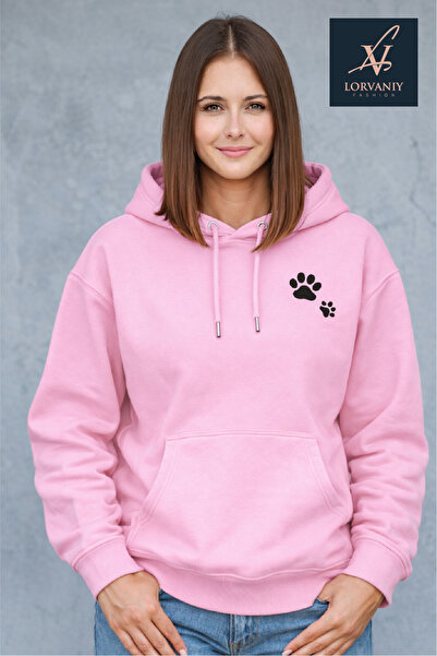 LORVANIY سويت شيرت للجنسين من cat مطبوع 3 Thread K بغطاء رأس