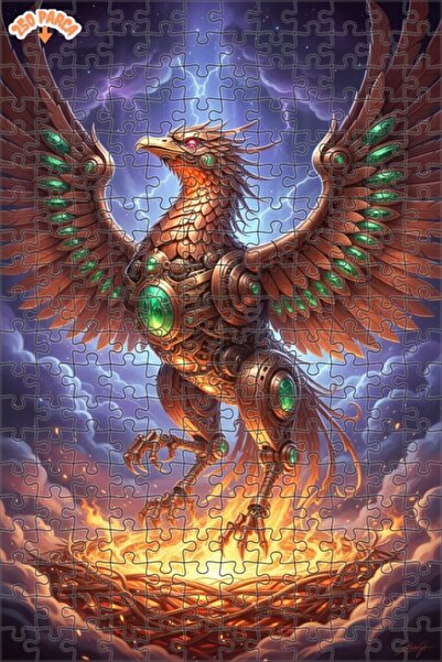 Esranın Dünyası Mechanical Phoenix Digital Art Double-Layer Framed Wooden Puz...