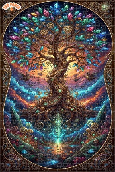 Esranın Dünyası Tree of Life Crystal and Steam Machine Art Double-Layer Frame...