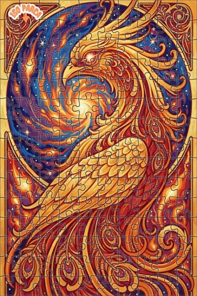 Esranın Dünyası لوحة فنية خشبية مؤطرة على شكل طائر الفينيق الغامض بمظهر لوحة ...