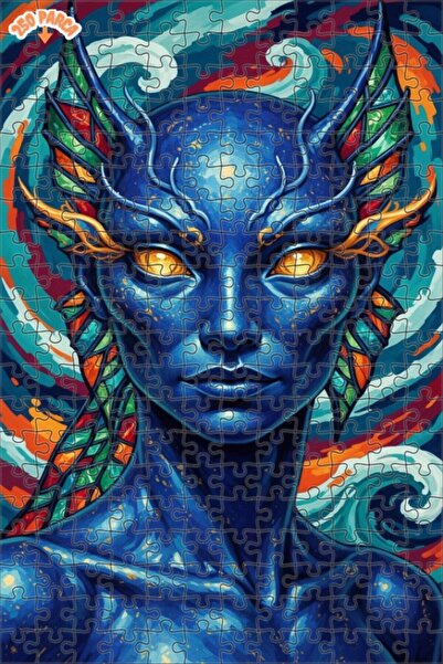 Esranın Dünyası Mystical Blue Spirit Oil Painting Lookalike Double-Layer Fram...