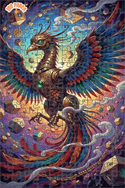 Esranın Dünyası Mechanical Phoenix Oil Painting Look Art Puzzle 150 Pieces 20X30