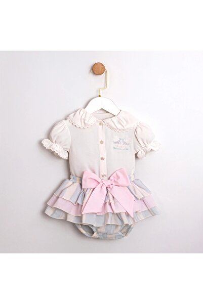 LisaLoom طقم تنورة مكشكشة وكاروسيل للفتيات الصغيرات مطرز - طقم من قطعتين للمن...