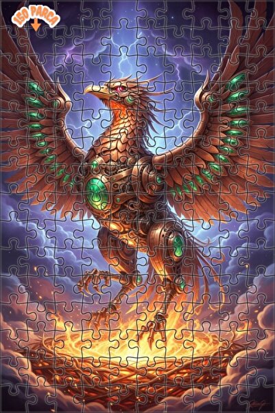 Esranın Dünyası Mechanical Phoenix Digital Art Double-Layer Framed Wooden Puz...