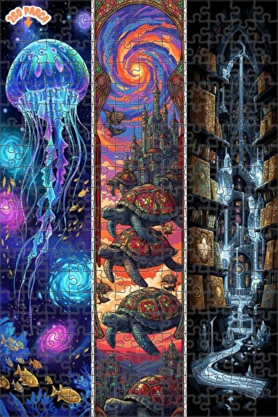 Esranın Dünyası Galactic Jellyfish Oil Painting Lookalike Art Double-Layer Fr...