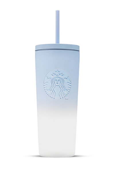 Starbucks Soft-Textured Sakura Series Blue and White Gradient Thermos with St...