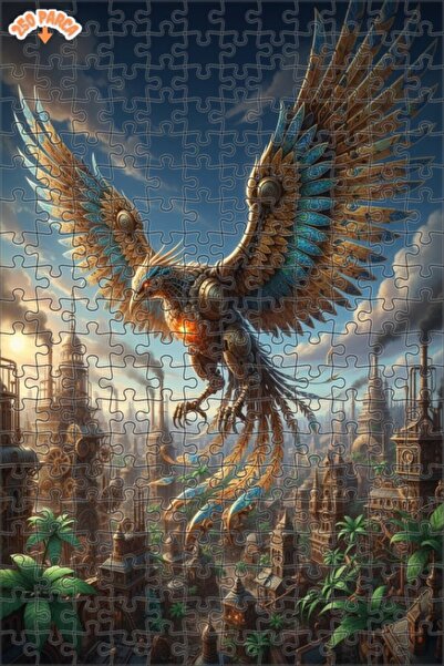 Esranın Dünyası Mechanical Phoenix Steampunk Art Double Decker Framed Wooden ...