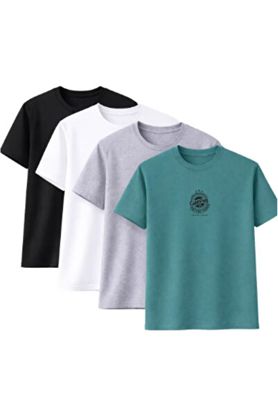 Sweetline 4-Pack Unisex Oversized California Printed T-Shirts – Black, White,...