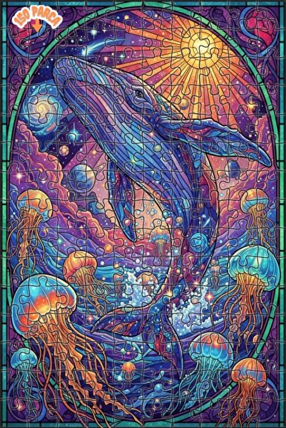 Esranın Dünyası Magical Whale Cosmic Journey Double-Layer Framed Wooden Puzzl...