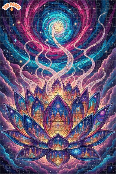 Esranın Dünyası Fantastic Universe Flower Stained Glass Look Wooden Puzzle wi...