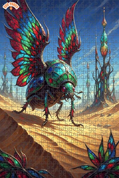 Esranın Dünyası Stained Glass Winged Insect Art Double-Layer Framed Wooden Pu...