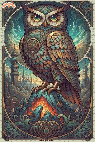 Esranın Dünyası Magical Forest Owl Oil Painting Lookalike Art Double-Layer Fr...