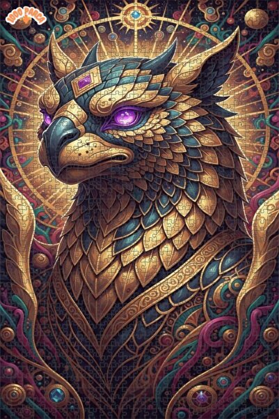 Esranın Dünyası Fabulous Emerald-Eyed Golden Winged Mythological Double-Layer...