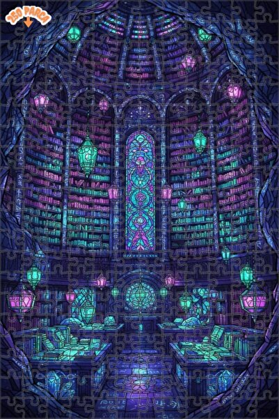 Esranın Dünyası Mysterious Library Stained Glass Looking Wooden Puzzle Double...