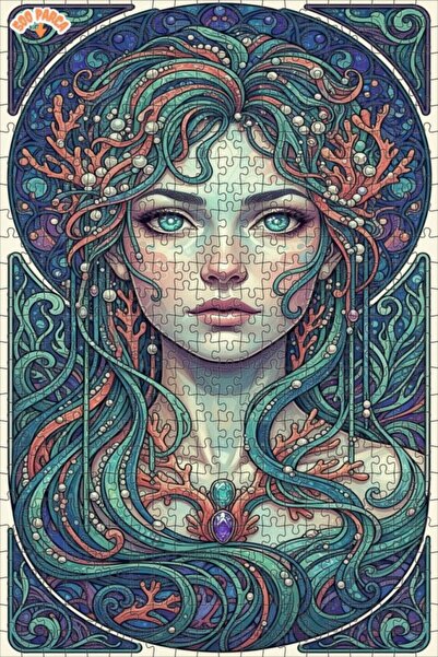 Esranın Dünyası لوحة فنية لحورية البحر بمظهر لوحة زيتية، بازل خشبي مؤطر بطبقت...