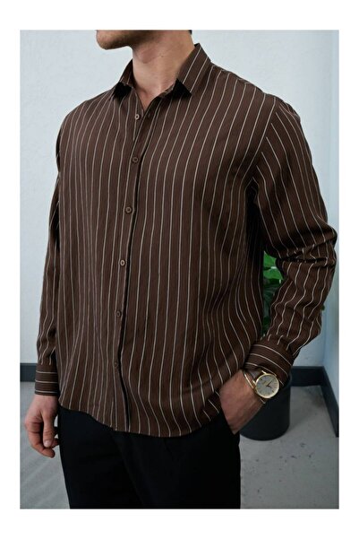 perasttesktil Men's Striped Regular Shirt