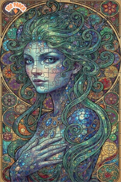 Esranın Dünyası لغز خشبي مؤطر بطبقتين من فن حورية البحر 150 قطعة 20×30