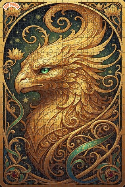 Esranın Dünyası لغز خشبي مؤطر من جولد إميرالد إيجل آرت مزدوج الطبقات قطعة 50x30