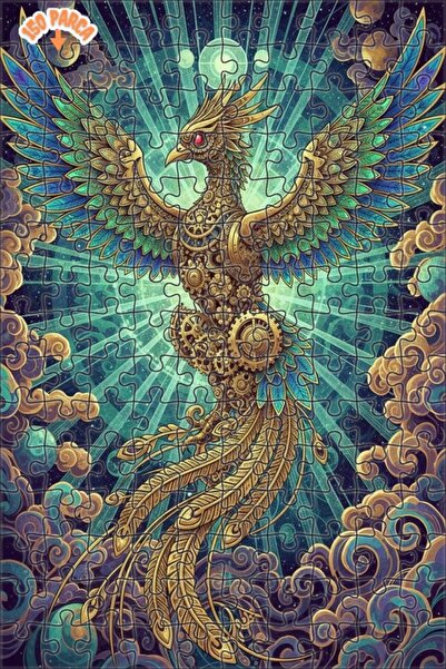 Esranın Dünyası Mechanical Phoenix Oil Painting Look Double Layer Framed Wood...