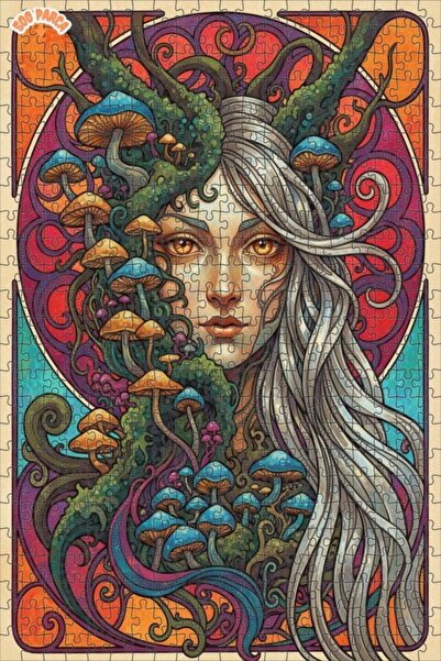 Esranın Dünyası Forest Fairy Oil Painting Look Double Layer Framed Wooden Puz...