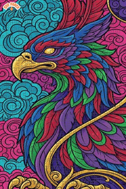 Esranın Dünyası لغز خشبي مؤطر بمظهر لوحة زيتية لطائر الفينيق السحري 500 قطعة ...