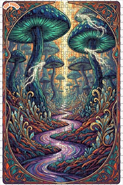 Esranın Dünyası Enchanted Mushroom Forest Double Layer Framed Wooden Puzzle 5...