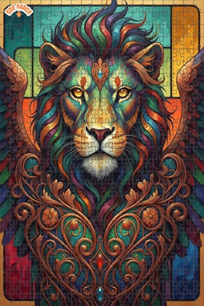 Esranın Dünyası Winged Lion Oil Painting Lookalike Double-Layer Framed Wooden...