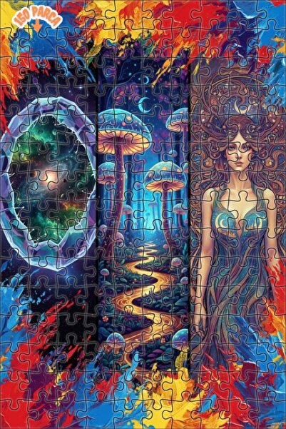Esranın Dünyası Galactic Mushroom Forest Women's Portrait Double-Layer Framed...