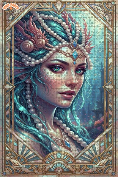 Esranın Dünyası Mermaid Tale-Like Art Deco Art Wooden Puzzle Double-Layer Fra...